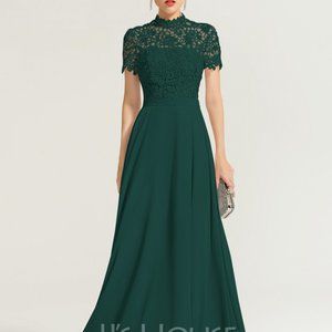 Dark Green JJ's House A-Line High Neck Floor Length Size 18W